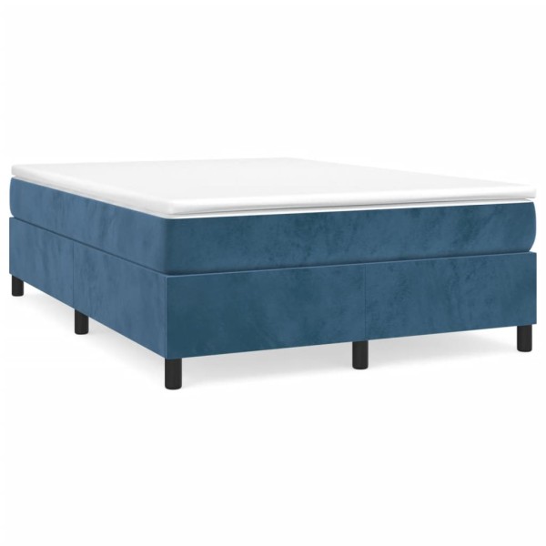 Estructura de cama box spring terciopelo azul oscuro 140x200 cm