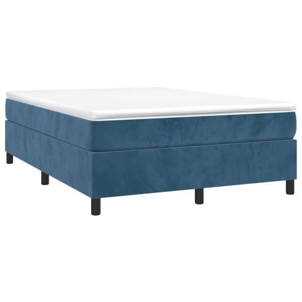 Estructura de cama box spring terciopelo azul oscuro 140x200 cm