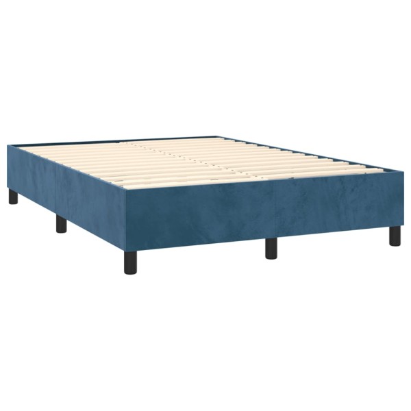 Estructura de cama box spring terciopelo azul oscuro 140x200 cm