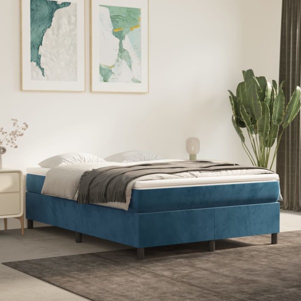 Estructura de cama box spring terciopelo azul oscuro 140x190 cm