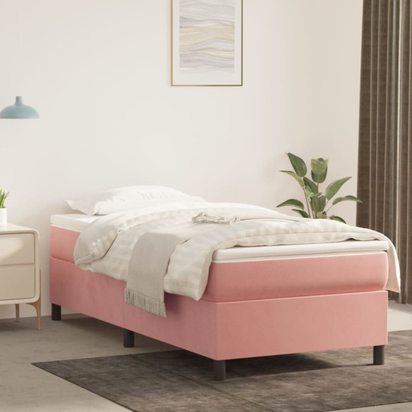 Estructura de cama box spring terciopelo rosa 100x200 cm