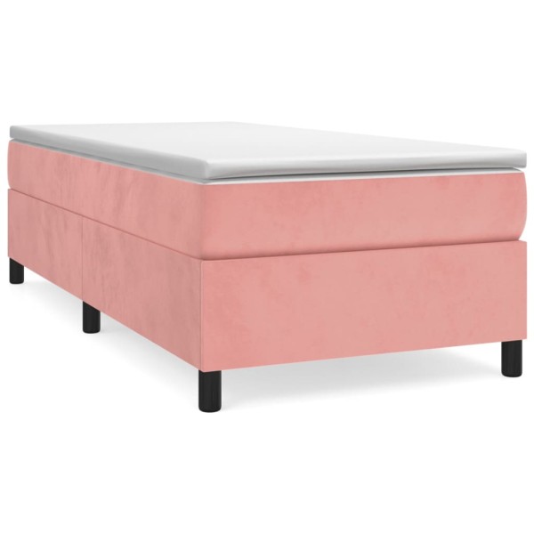 Estructura de cama box spring terciopelo rosa 100x200 cm