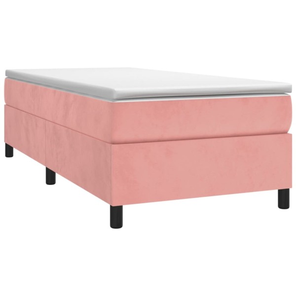 Estructura de cama box spring terciopelo rosa 100x200 cm