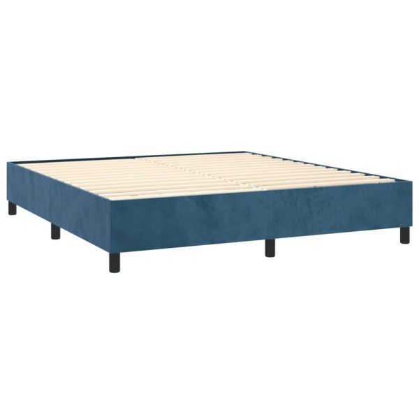 Estructura de cama box spring terciopelo azul oscuro 160x200 cm