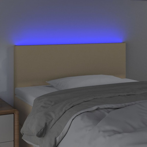 Cabecero con LED de tela color crema 100x5x78/88 cm