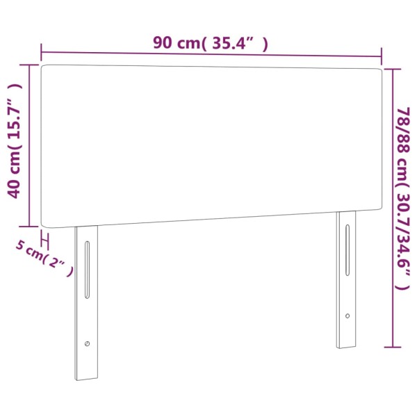 Cabecero con LED de tela color crema 90x5x78/88 cm