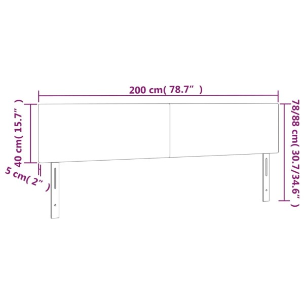 Cabecero con LED de terciopelo gris oscuro 200x5x78/88 cm