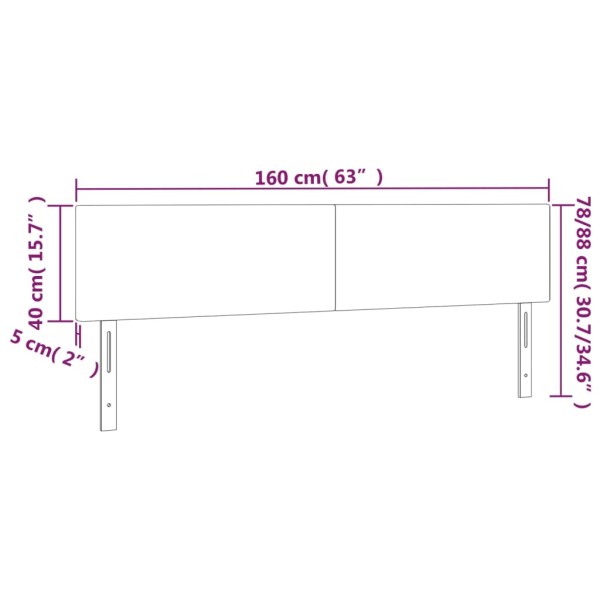 Cabecero con LED de terciopelo marrón oscuro 160x5x78/88 cm