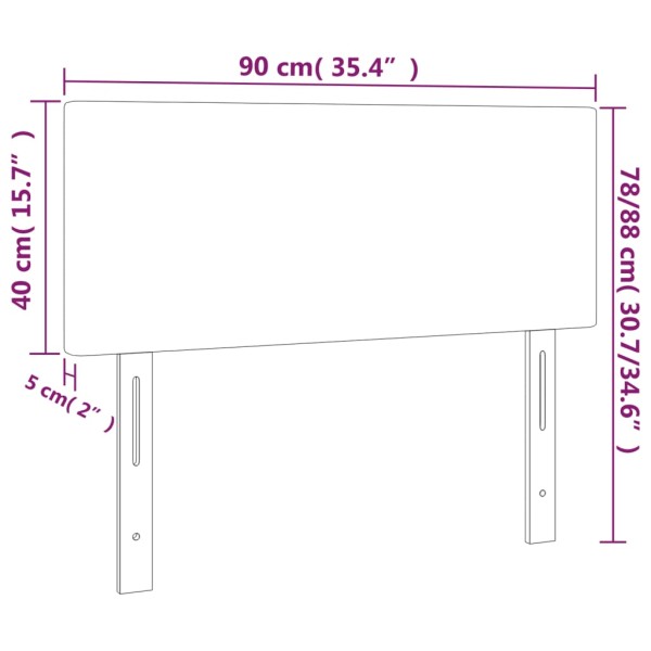 Cabecero con LED de terciopelo rosa 90x5x78/88 cm