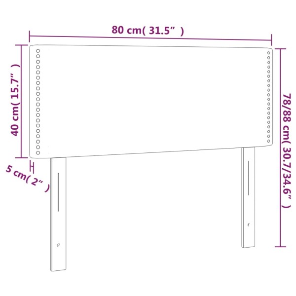 Cabecero con LED de tela marrón oscuro 80x5x78/88 cm