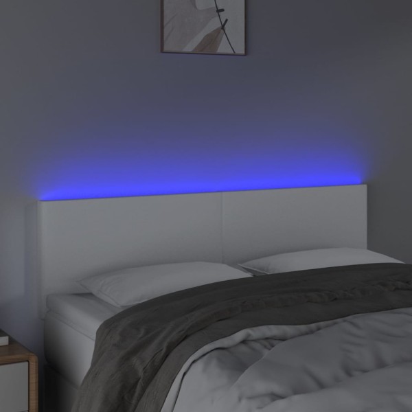 Cabecero con LED cuero sintético blanco 144x5x78/88 cm