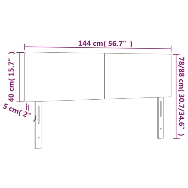 Cabecero con LED cuero sintético blanco 144x5x78/88 cm