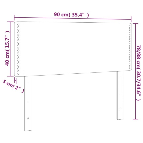 Cabecero con LED de tela verde 90x5x78/88 cm