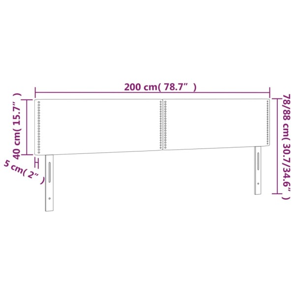 Cabecero con LED de tela negro 200x5x78/88 cm