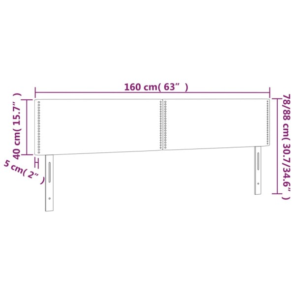 Cabecero con LED de tela negro 160x5x78/88 cm