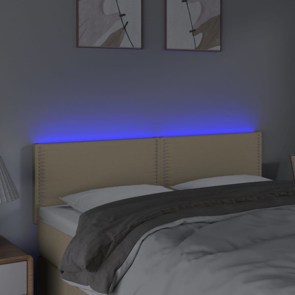 Cabecero con LED de tela color crema 144x5x78/88 cm