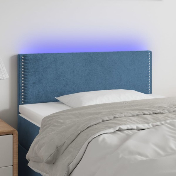 Cabecero con LED de terciopelo azul 100x5x78/88 cm