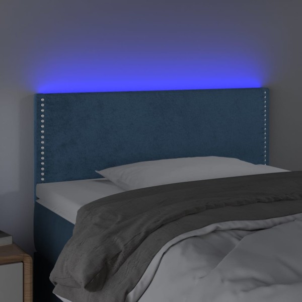 Cabecero con LED de terciopelo azul 100x5x78/88 cm