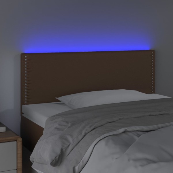 Cabecero con LED cuero sintético marrón 80x5x78/88 cm