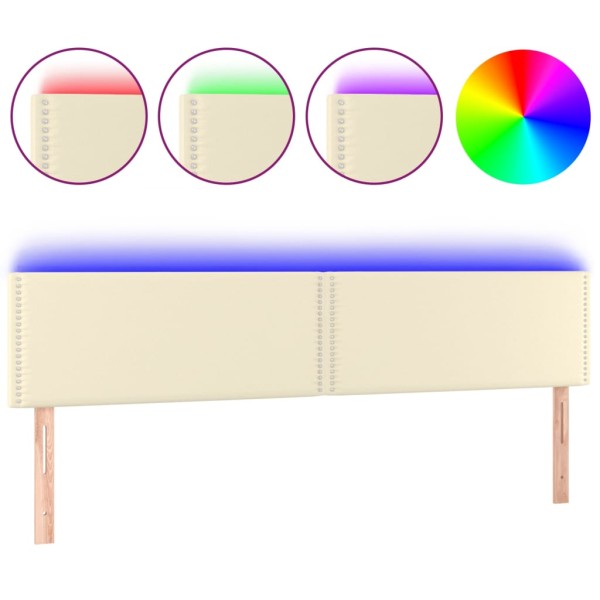 Cabecero con LED cuero sintético color crema 160x5x78/88 cm