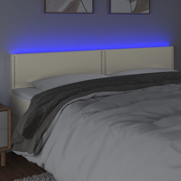 Cabecero con LED cuero sintético color crema 160x5x78/88 cm