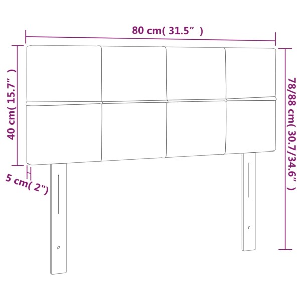 Cabecero con LED de tela color crema 80x5x78/88 cm