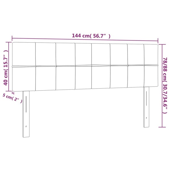 Cabecero con LED de terciopelo gris claro 144x5x78/88 cm