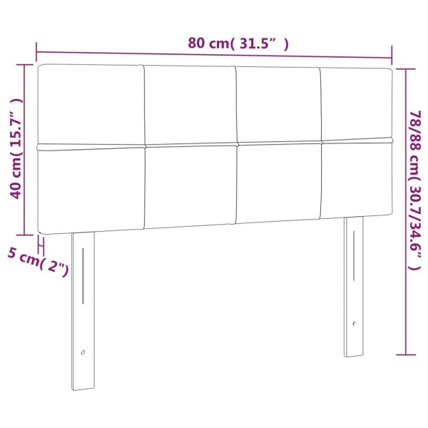 Cabecero con LED de terciopelo gris oscuro 80x5x78/88 cm