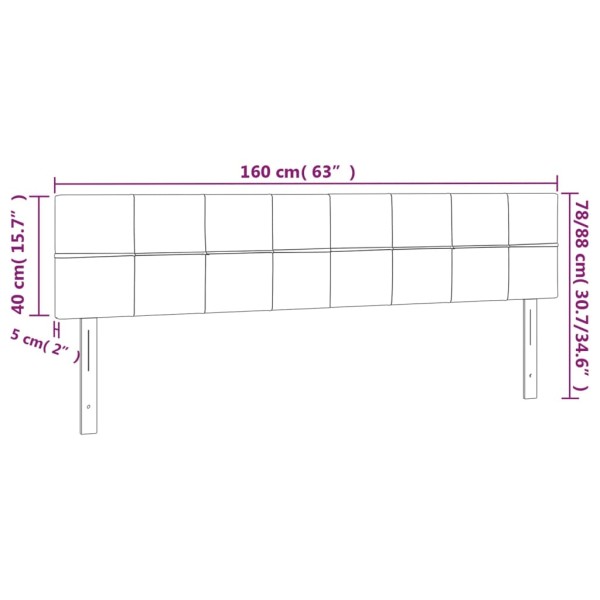 Cabecero con LED de terciopelo gris oscuro 160x5x78/88 cm