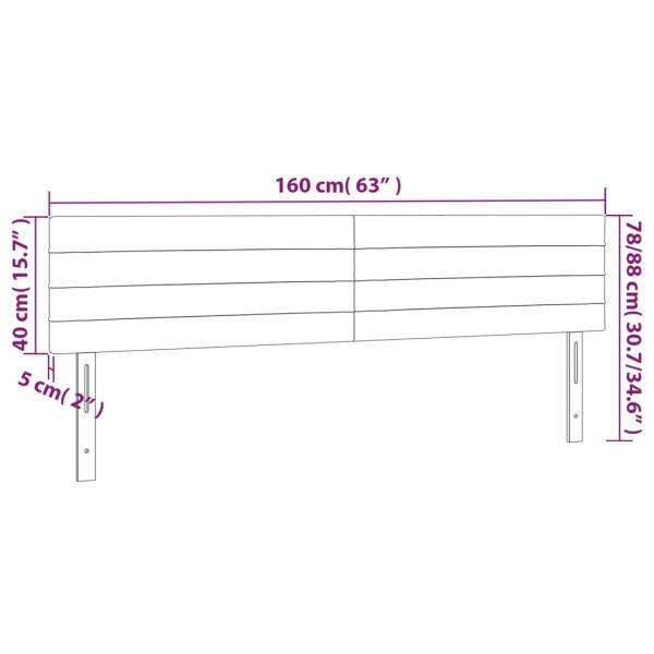 Cabecero con LED de tela verde 160x5x78/88 cm