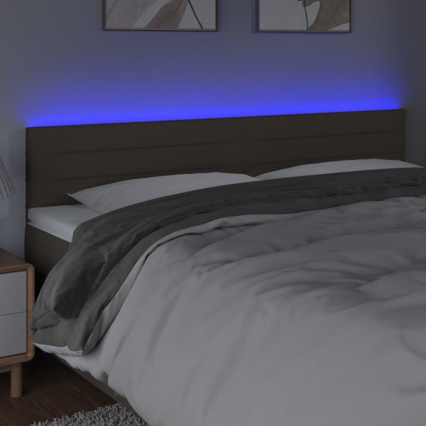 Cabecero con LED de tela gris taupe 200x5x78/88 cm