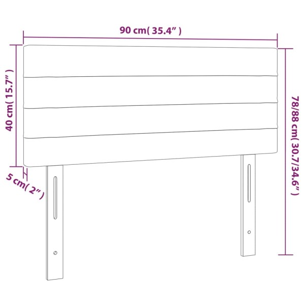 Cabecero con LED de terciopelo negro 90x5x78/88 cm