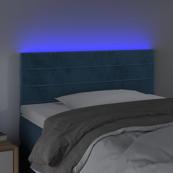 Cabecero con LED de terciopelo azul oscuro 90x5x78/88 cm