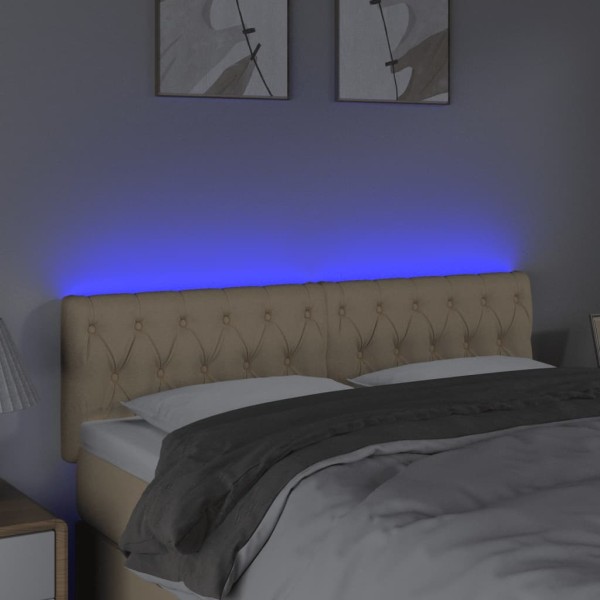 Cabecero con LED de tela color crema 144x7x78/88 cm