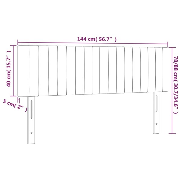 Cabecero con LED de tela gris oscuro 144x5x78/88 cm