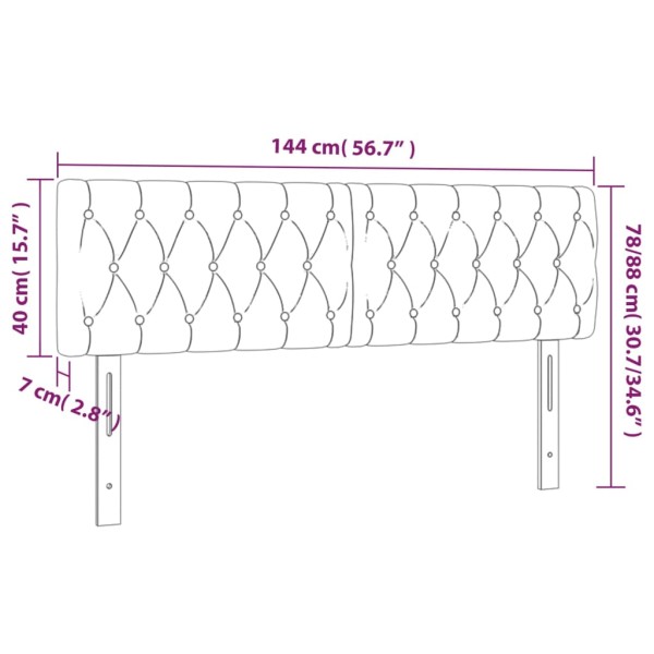 Cabecero con LED de tela gris oscuro 144x7x78/88 cm