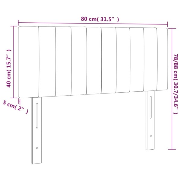 Cabecero con LED de terciopelo gris claro 80x5x78/88 cm