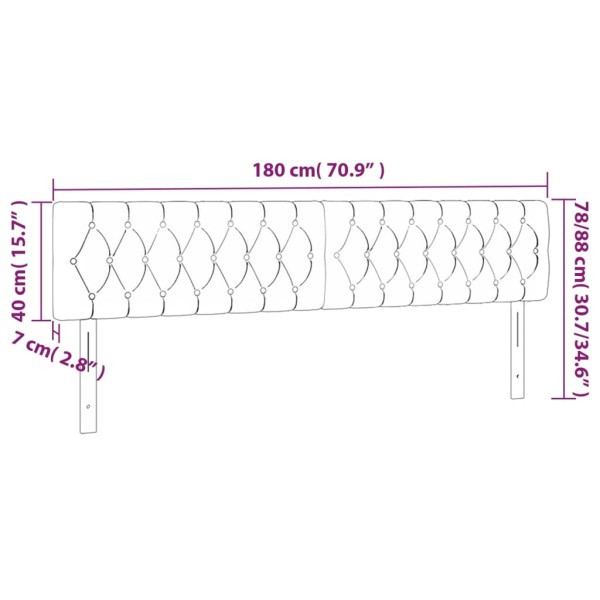 Cabecero con LED de terciopelo gris claro 180x7x78/88 cm