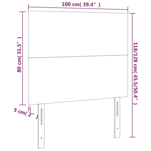 Cabecero con luces LED terciopelo azul oscuro 100x5x118/128 cm