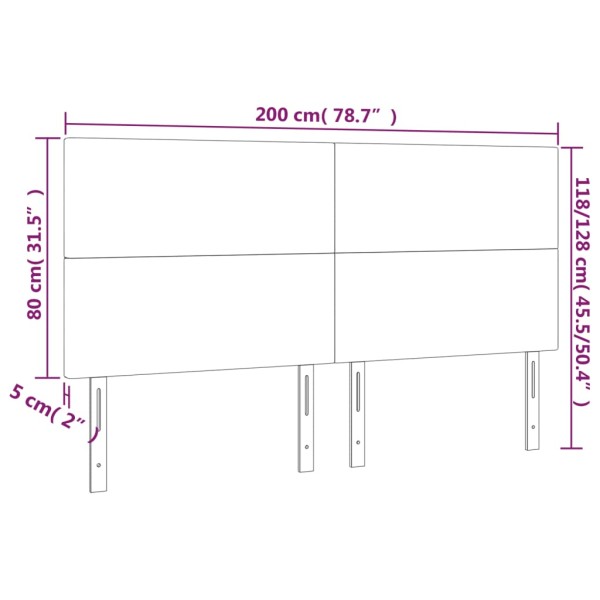 Cabecero con luces LED terciopelo azul oscuro 200x5x118/128 cm