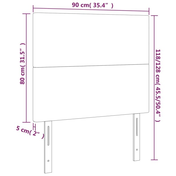 Cabecero con luces LED cuero sintético blanco 90x5x118/128 cm