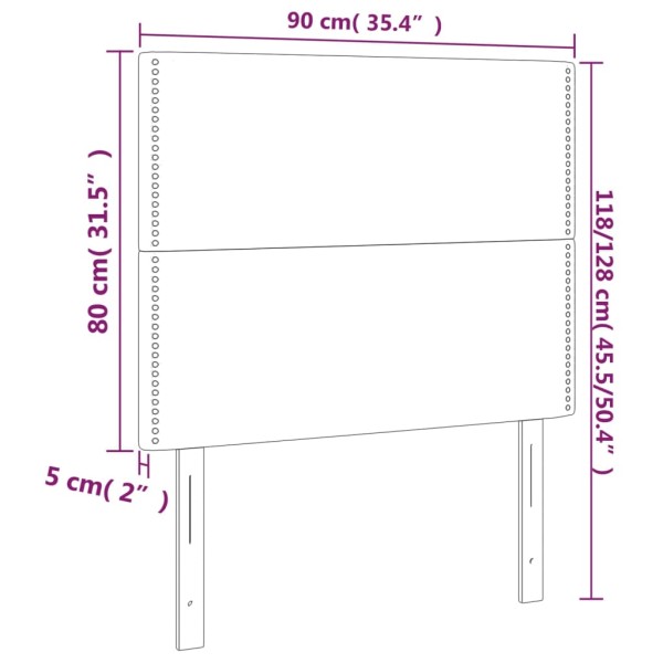 Cabecero con luces LED tela negro 90x5x118/128 cm