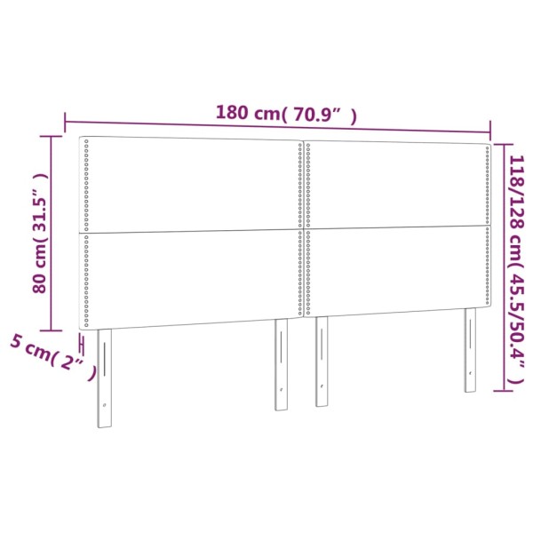 Cabecero con luces LED terciopelo gris oscuro 180x5x118/128 cm