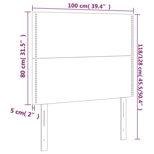 Cabecero con luces LED cuero sintético crema 100x5x118/128 cm