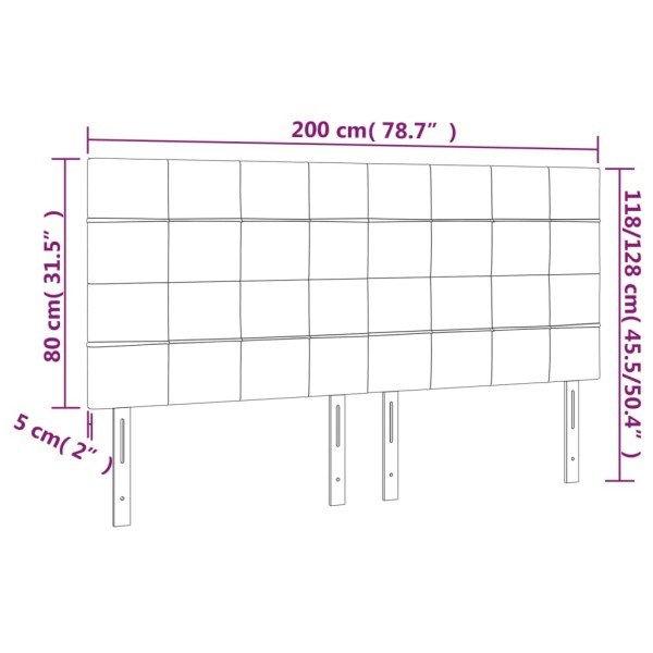 Cabecero con luces LED tela negro 200x5x118/128 cm