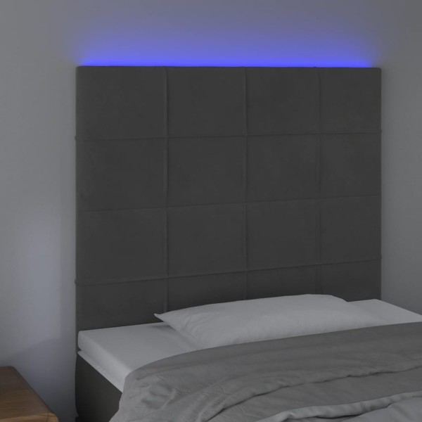 Cabecero con luces LED terciopelo gris oscuro 80x5x118/128 cm