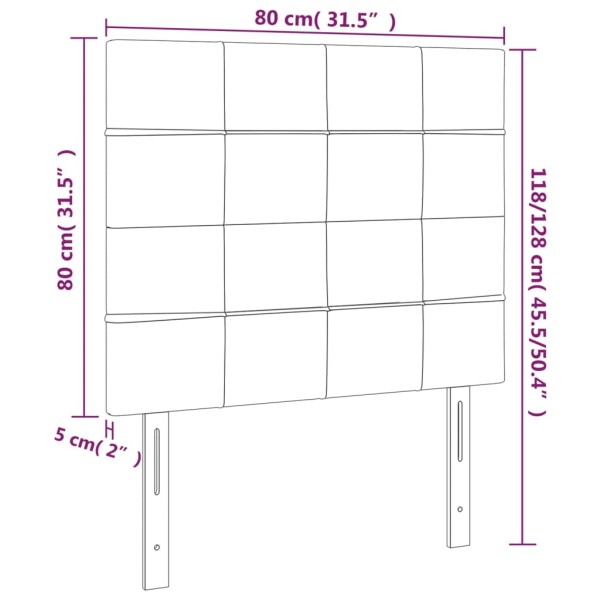 Cabecero con luces LED terciopelo gris oscuro 80x5x118/128 cm