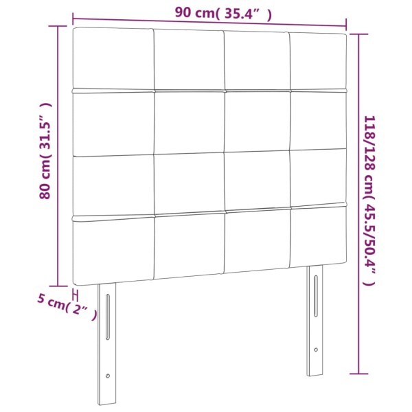 Cabecero con luces LED terciopelo gris claro 90x5x118/128 cm