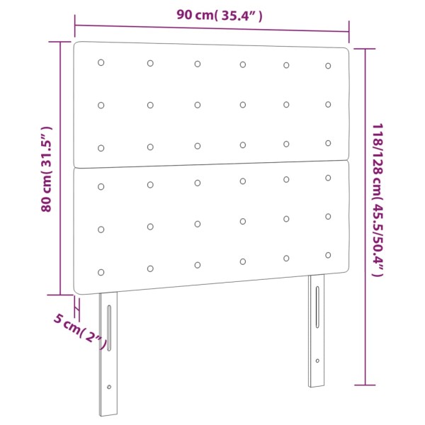 Cabecero con luces LED cuero sintético crema 90x5x118/128 cm