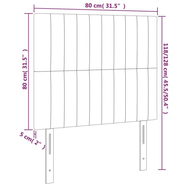 Cabecero con luces LED tela gris taupe 80x5x118/128 cm